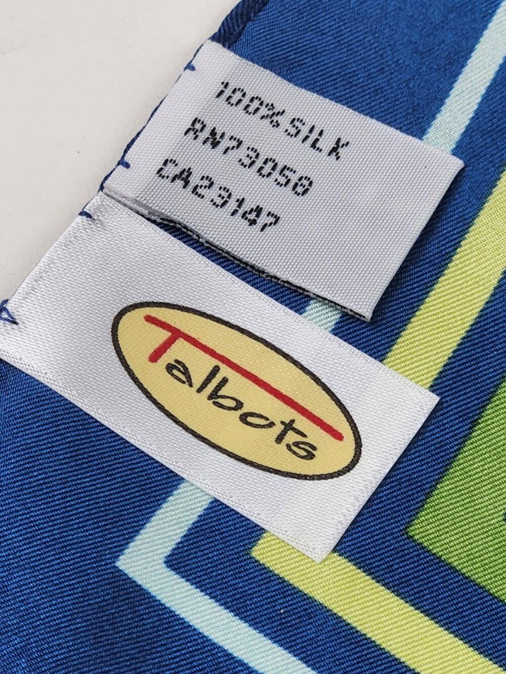 Talbots Silk Scarf 28” Blue Green Nautical Stripes Waves Square Womens Accessory - Picture 6 of 8